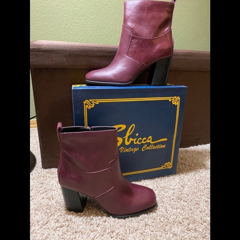 NIB-Sbicca Wine Leather Bootie - Picture 6 of 8